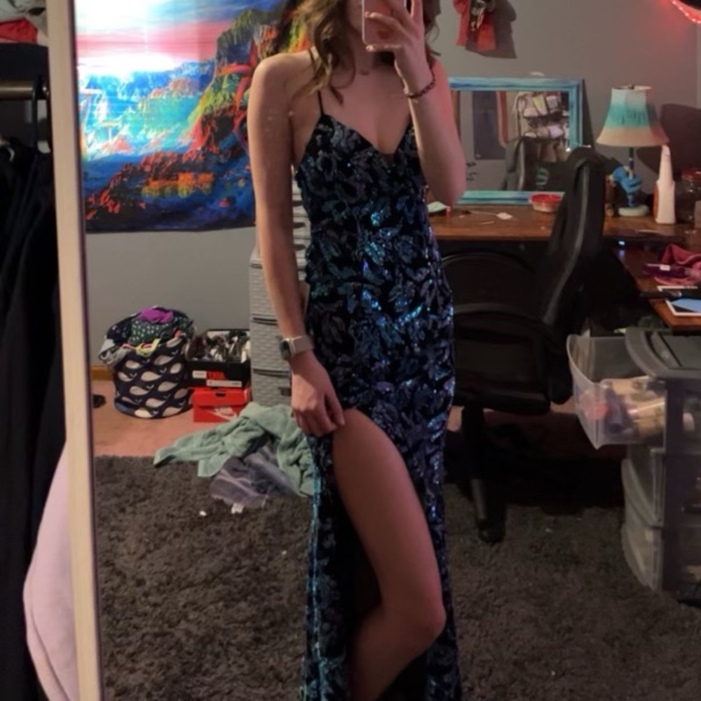 Black Purple and Blue Prom Dress